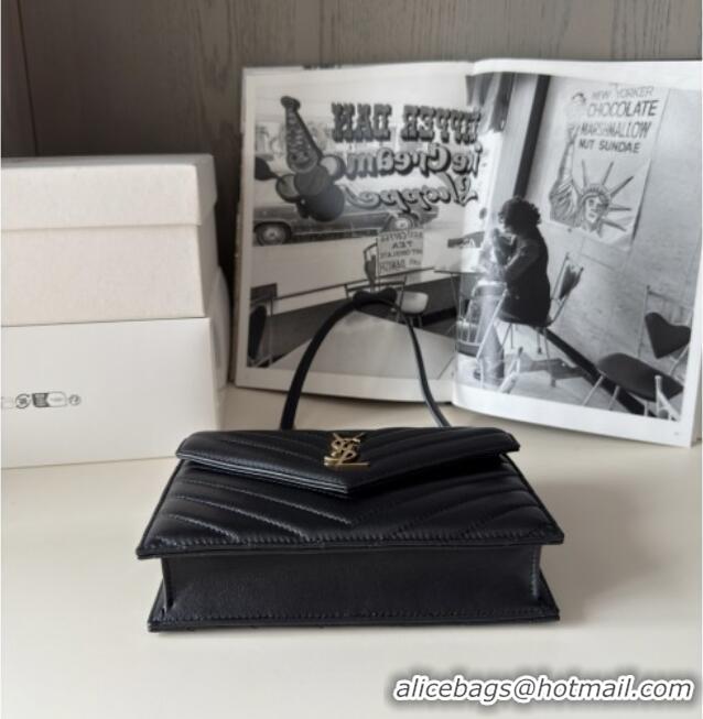 Best Price Saint Laurent Cassandre Matelasse Envelope Chain Wallet in Lambskin 742920 Black 2024 Top Quality