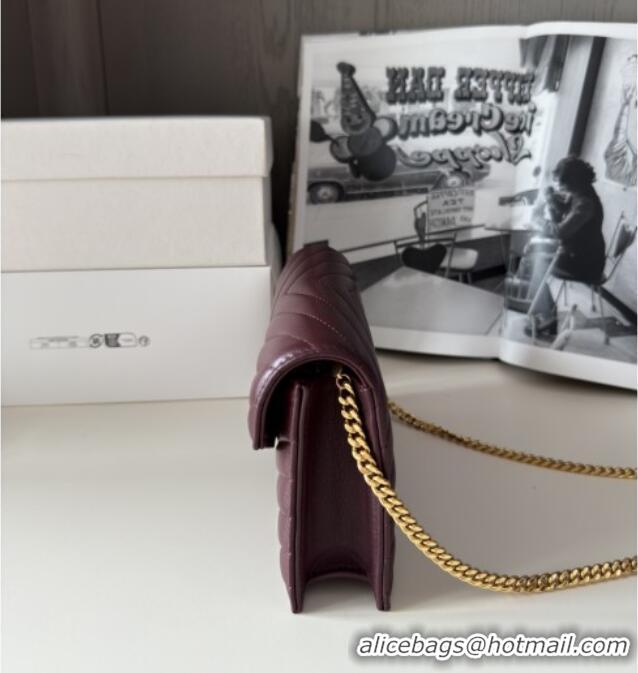 Best Quality Saint Laurent Cassandre Matelasse Envelope Chain Wallet in Lambskin 742920 Burgundy 2024
