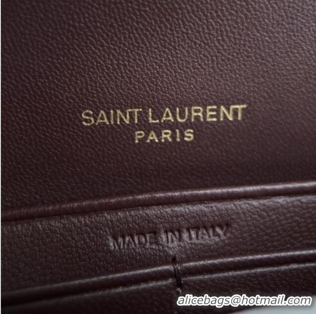 Best Quality Saint Laurent Cassandre Matelasse Envelope Chain Wallet in Lambskin 742920 Burgundy 2024