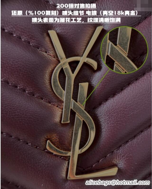 Best Quality Saint Laurent Cassandre Matelasse Envelope Chain Wallet in Lambskin 742920 Burgundy 2024