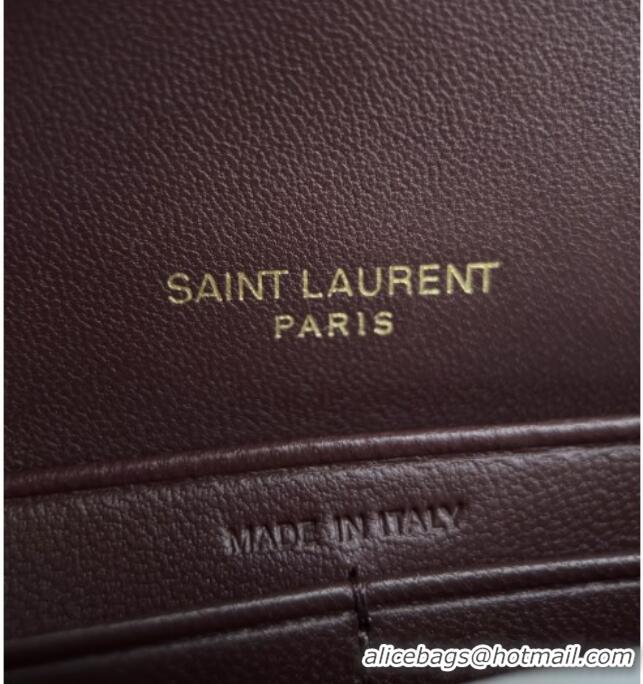 Best Quality Saint Laurent Cassandre Matelasse Envelope Chain Wallet in Lambskin 742920 Burgundy 2024