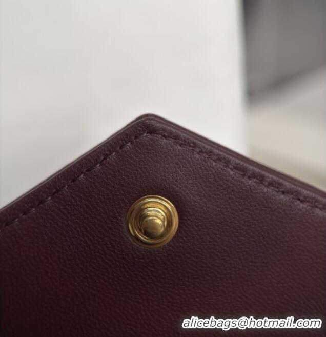 Best Quality Saint Laurent Cassandre Matelasse Envelope Chain Wallet in Lambskin 742920 Burgundy 2024