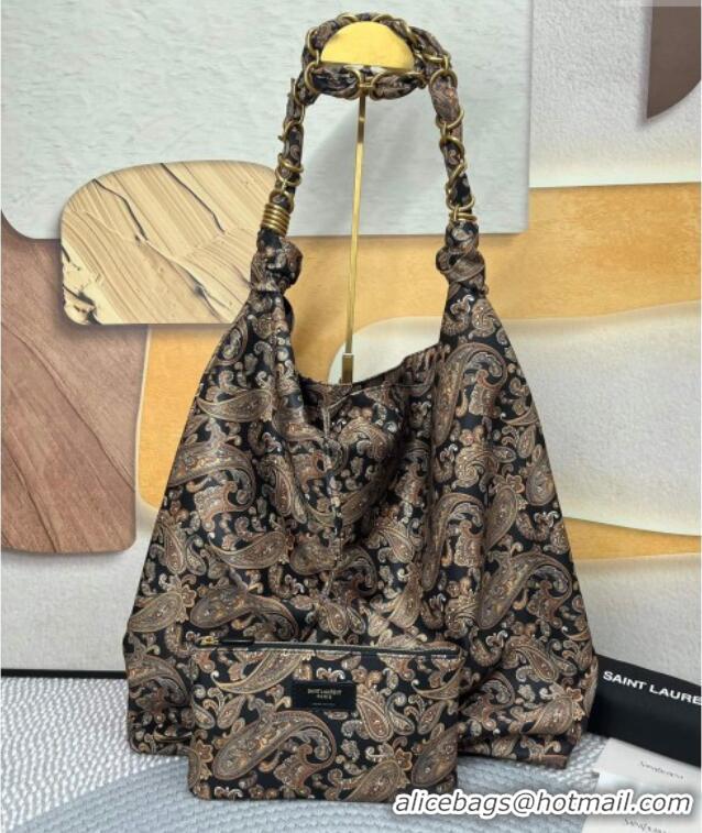 Big Discount Saint Laurent Amalia Bag in Paisley Silk Twilly with Chain 834750 Navy Blue/Multicolor 2025