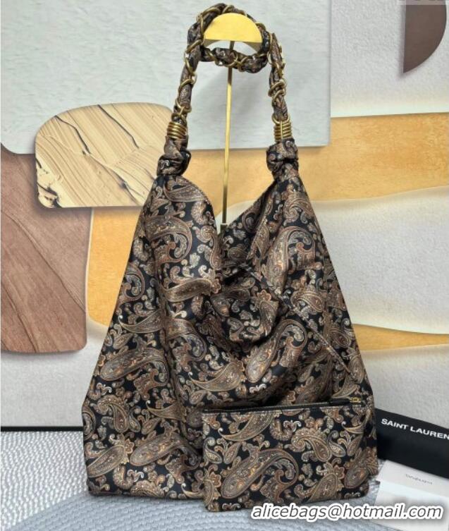 Big Discount Saint Laurent Amalia Bag in Paisley Silk Twilly with Chain 834750 Navy Blue/Multicolor 2025