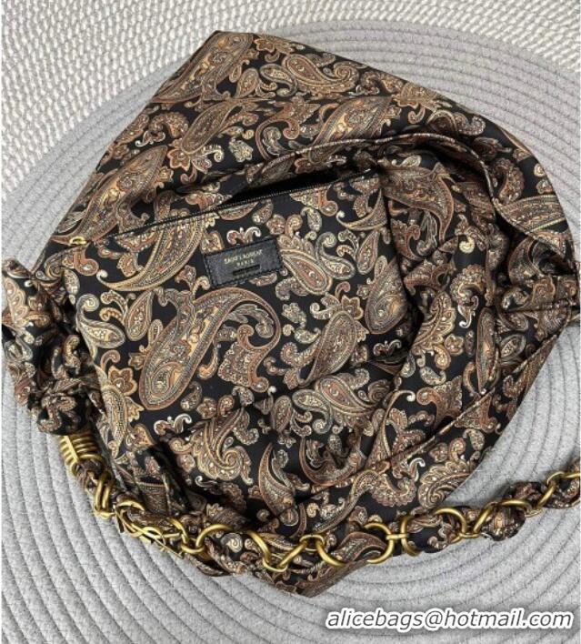 Big Discount Saint Laurent Amalia Bag in Paisley Silk Twilly with Chain 834750 Navy Blue/Multicolor 2025