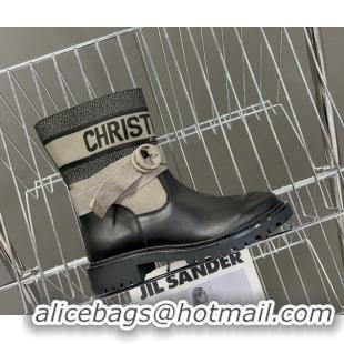 Classic Hot Dior D-Major Ankle Boots in Fabric and Calfskin Light Beige 2025 D09021 1029015