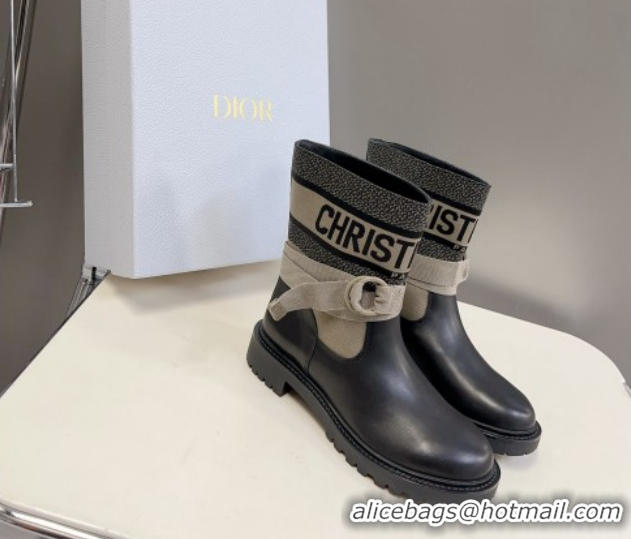 Classic Hot Dior D-Major Ankle Boots in Fabric and Calfskin Light Beige 2025 D09021 1029015