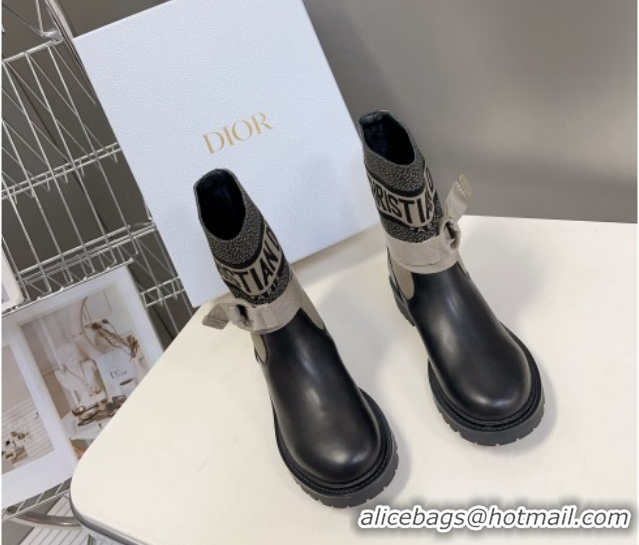 Classic Hot Dior D-Major Ankle Boots in Fabric and Calfskin Light Beige 2025 D09021 1029015