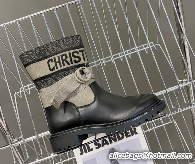 Classic Hot Dior D-Major Ankle Boots in Fabric and Calfskin Light Beige 2025 D09021 1029015