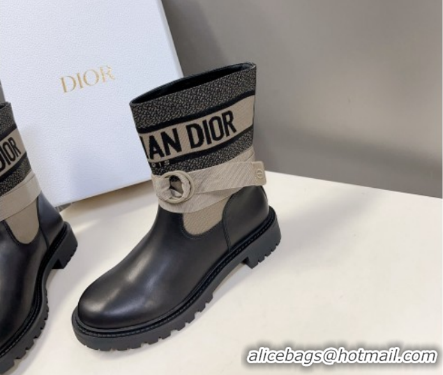 Classic Hot Dior D-Major Ankle Boots in Fabric and Calfskin Light Beige 2025 D09021 1029015