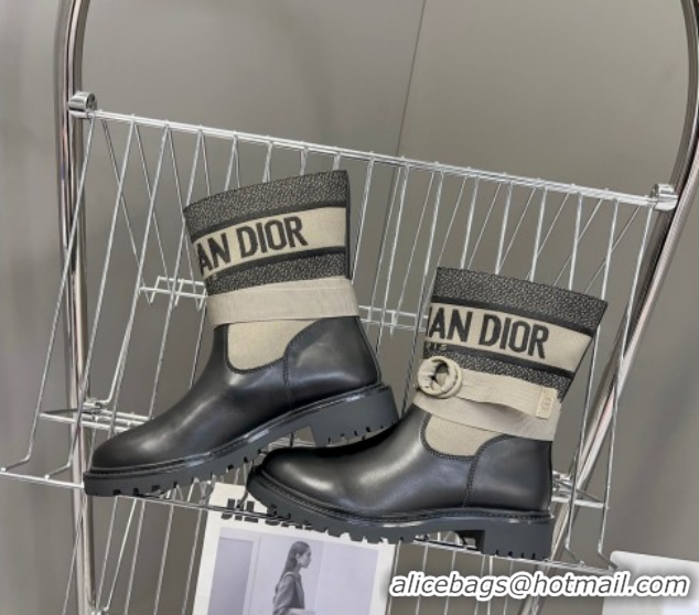 Classic Hot Dior D-Major Ankle Boots in Fabric and Calfskin Light Beige 2025 D09021 1029015