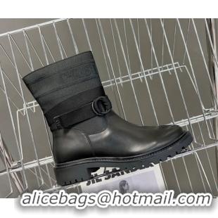 Low Price Dior D-Major Ankle Boots in Fabric and Calfskin All Black D09021 1029019