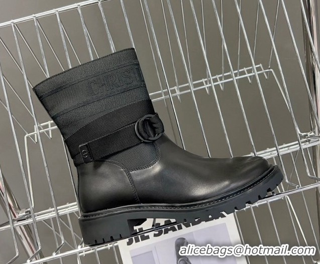 Low Price Dior D-Major Ankle Boots in Fabric and Calfskin All Black D09021 1029019
