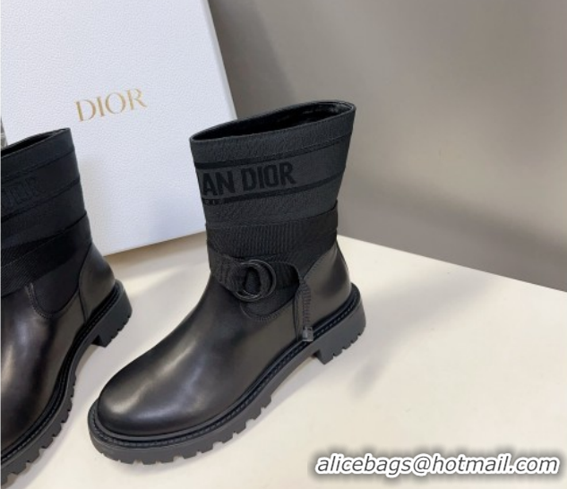 Low Price Dior D-Major Ankle Boots in Fabric and Calfskin All Black D09021 1029019