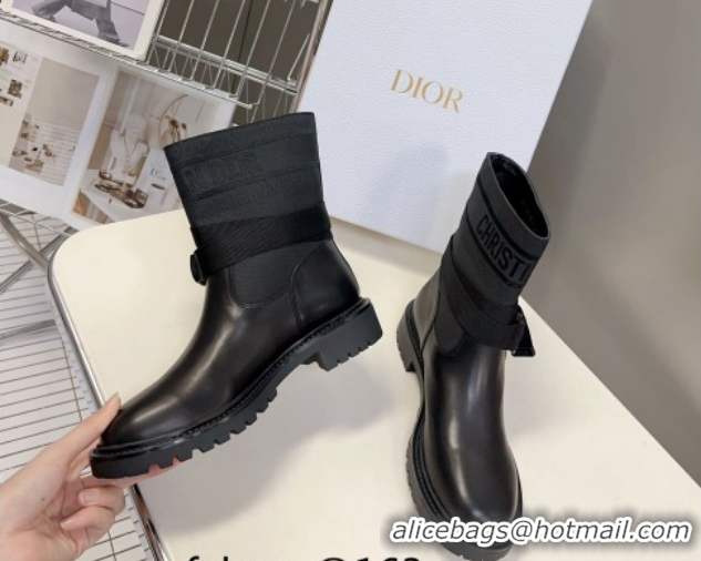 Low Price Dior D-Major Ankle Boots in Fabric and Calfskin All Black D09021 1029019