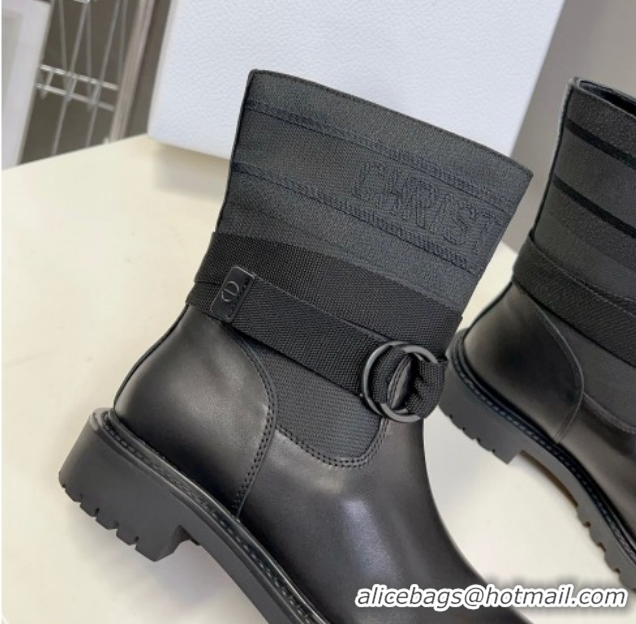 Low Price Dior D-Major Ankle Boots in Fabric and Calfskin All Black D09021 1029019