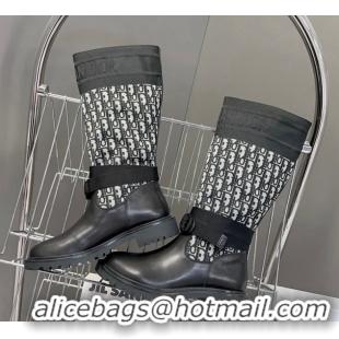 Perfect Dior D-Major Medium Boots in Oblique Fabric and Calfskin D09021 1029021