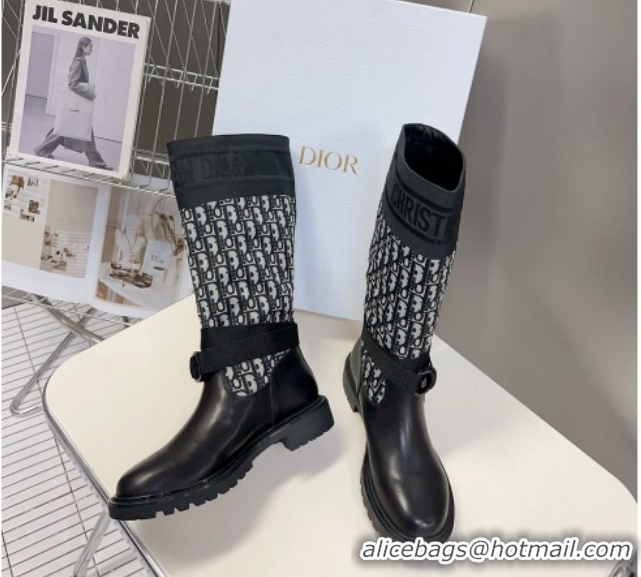 Perfect Dior D-Major Medium Boots in Oblique Fabric and Calfskin D09021 1029021