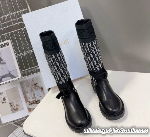 Perfect Dior D-Major Medium Boots in Oblique Fabric and Calfskin D09021 1029021