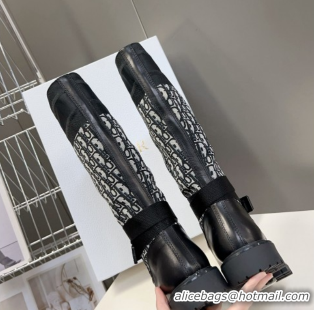 Perfect Dior D-Major Medium Boots in Oblique Fabric and Calfskin D09021 1029021