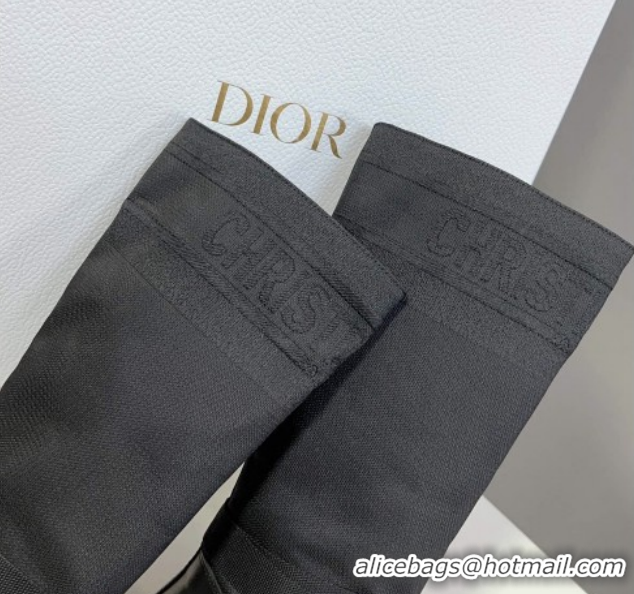Unique Style Dior D-Major Medium Boots in Fabric and Calfskin All Black D09021 1029023