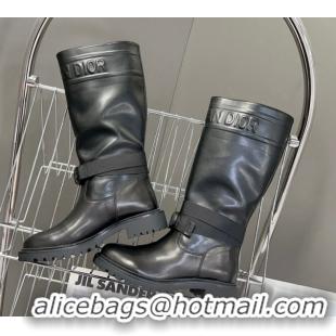 Good Looking Dior D-Major Medium Boots in Calfskin Leather Black D0902 11029024