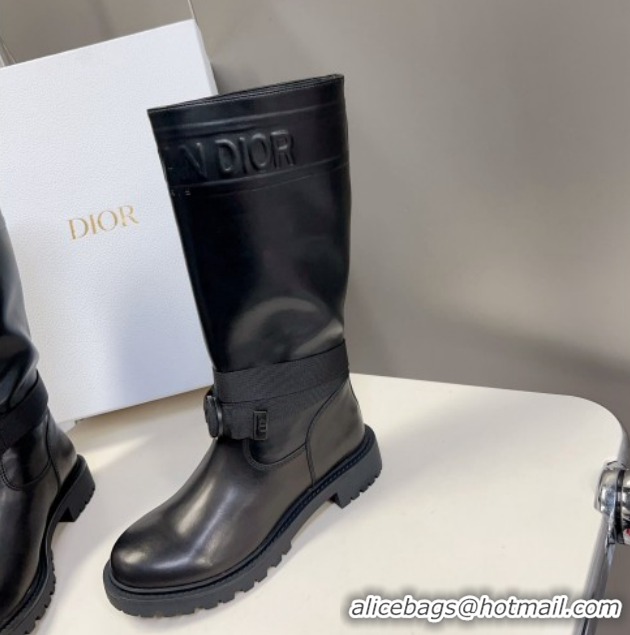 Good Looking Dior D-Major Medium Boots in Calfskin Leather Black D0902 11029024