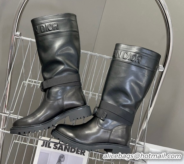 Good Looking Dior D-Major Medium Boots in Calfskin Leather Black D0902 11029024