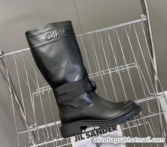Good Looking Dior D-Major Medium Boots in Calfskin Leather Black D0902 11029024