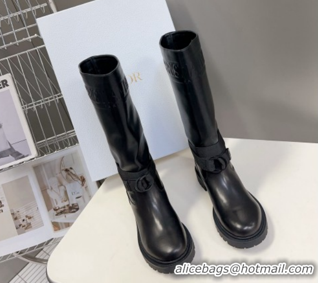 Good Looking Dior D-Major Medium Boots in Calfskin Leather Black D0902 11029024