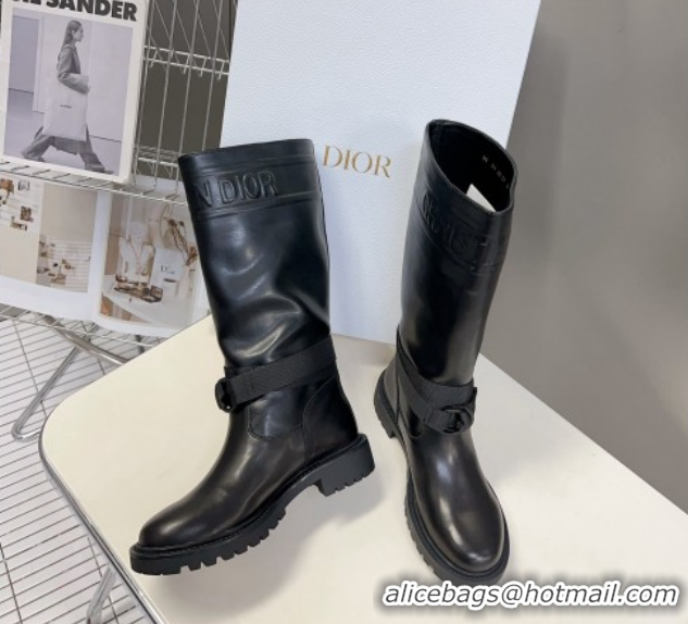 Good Looking Dior D-Major Medium Boots in Calfskin Leather Black D0902 11029024