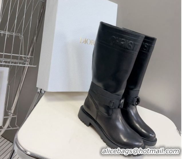 Good Looking Dior D-Major Medium Boots in Calfskin Leather Black D0902 11029024