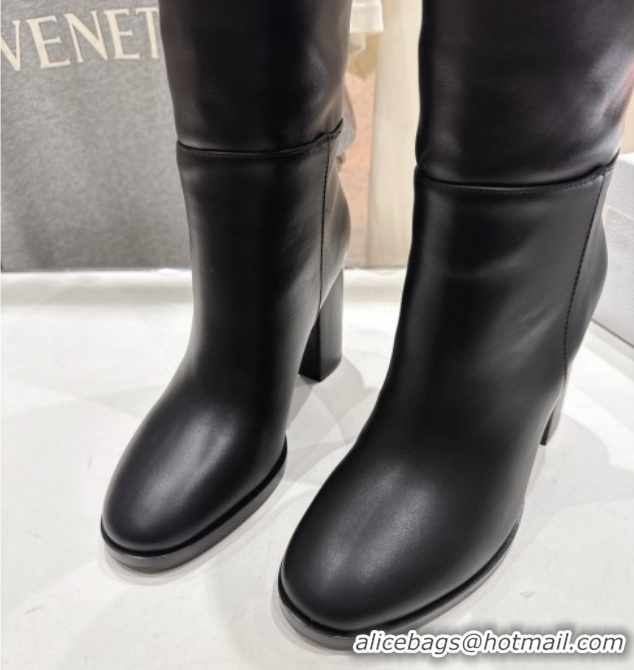 Durable Dior D-Town Heel High Boots 8cm in Black Supple Calfskin Leather with Signature 1029031