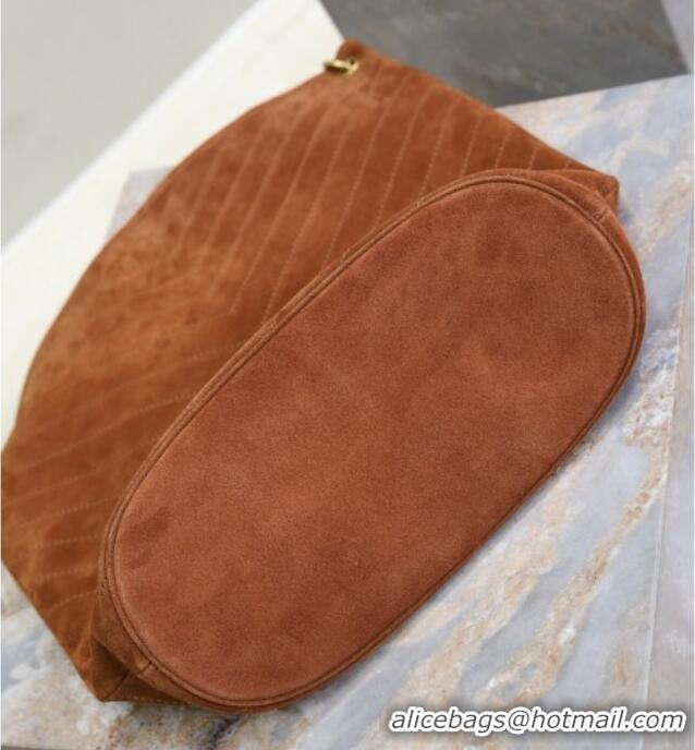 Affordable Price Saint Laurent Niki Supple Bucket Bag in Suede 8443461 Dark Brown 2025