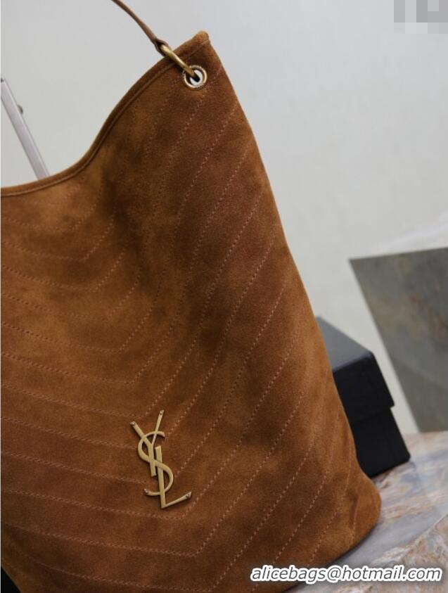 Grade Promotional Saint Laurent Niki Supple Bucket Bag in Suede 8443461 Caramel Cognac Brown 2025