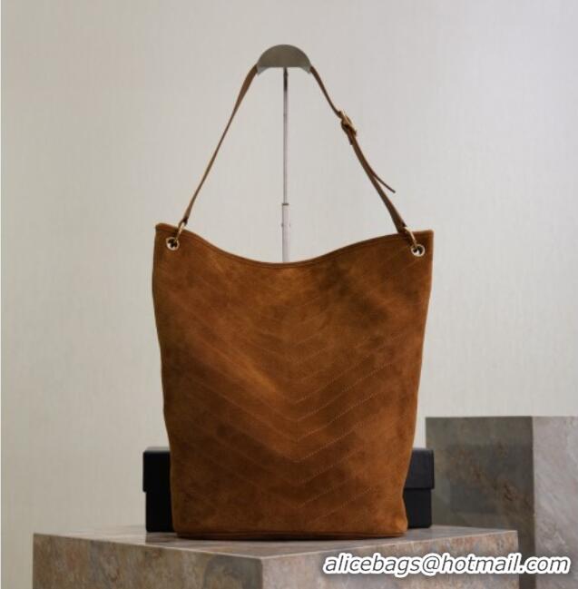 Grade Promotional Saint Laurent Niki Supple Bucket Bag in Suede 8443461 Caramel Cognac Brown 2025