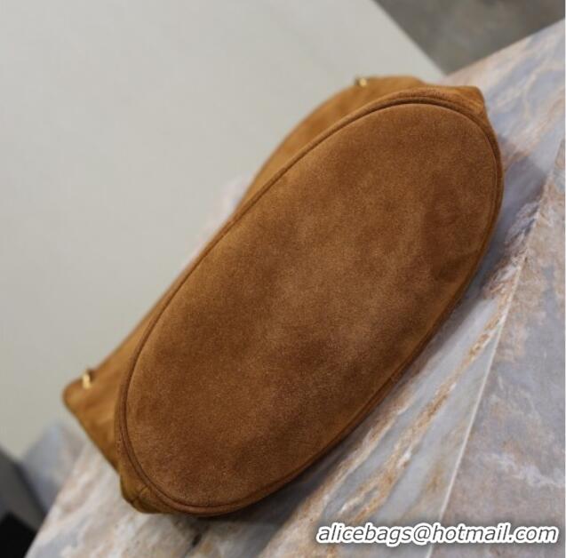 Grade Promotional Saint Laurent Niki Supple Bucket Bag in Suede 8443461 Caramel Cognac Brown 2025