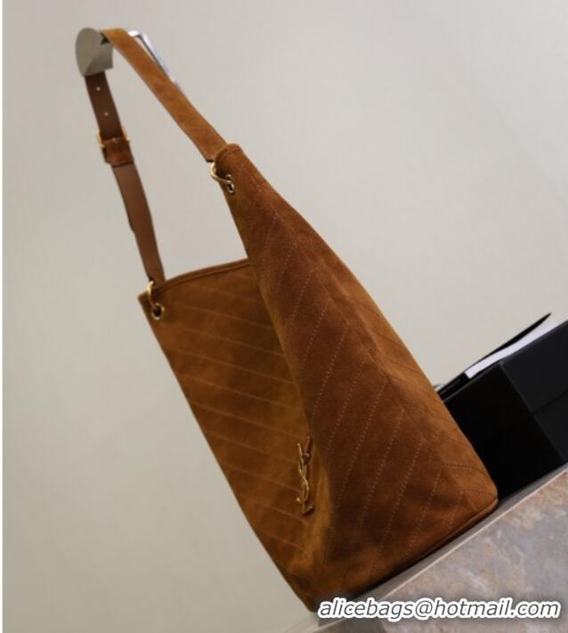 Grade Promotional Saint Laurent Niki Supple Bucket Bag in Suede 8443461 Caramel Cognac Brown 2025