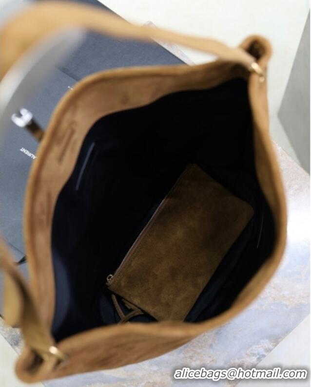 Grade Promotional Saint Laurent Niki Supple Bucket Bag in Suede 8443461 Caramel Cognac Brown 2025