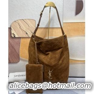 Best Quality Saint Laurent Niki Supple Bucket Bag in Suede 8443461 Brown 2025