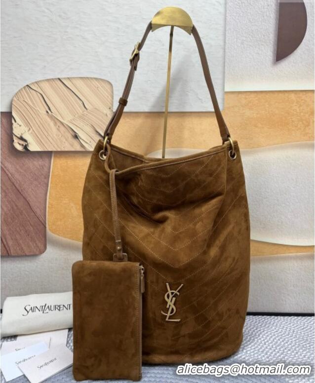Best Quality Saint Laurent Niki Supple Bucket Bag in Suede 8443461 Brown 2025