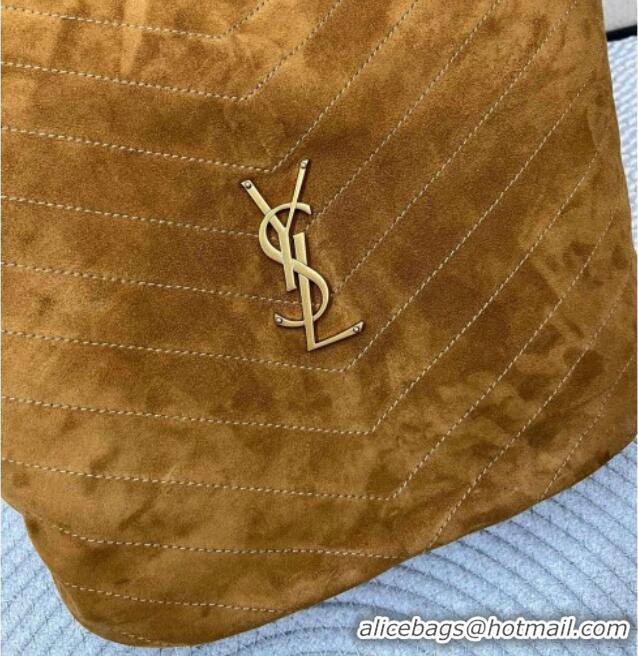 Best Quality Saint Laurent Niki Supple Bucket Bag in Suede 8443461 Brown 2025