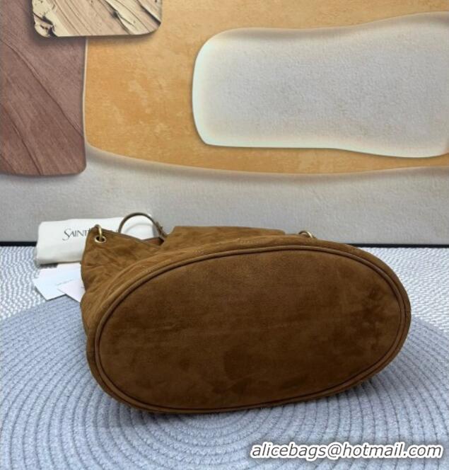 Best Quality Saint Laurent Niki Supple Bucket Bag in Suede 8443461 Brown 2025