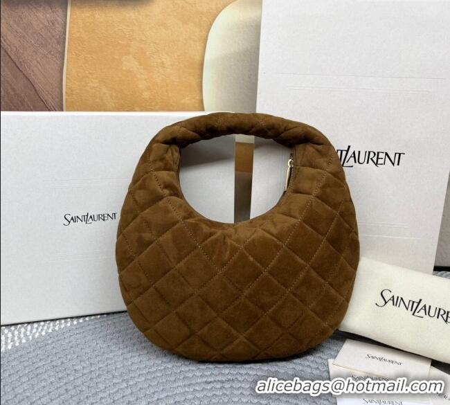 Top Quality Saint Laurent Icarino Mini Bag in Quilted Suede 851689 Brown 2025
