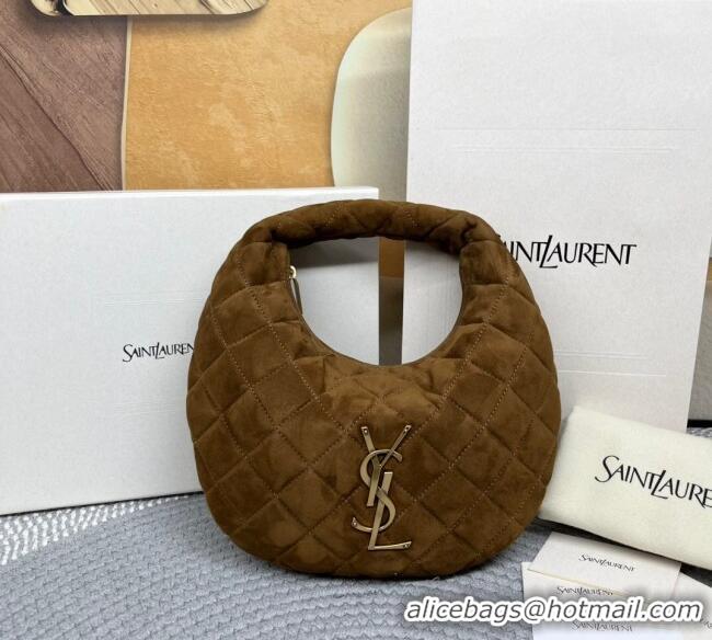 Top Quality Saint Laurent Icarino Mini Bag in Quilted Suede 851689 Brown 2025