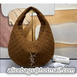 Grade Design Saint Laurent Icarino Hobo Bag in Quilted Suede 858160 Brown 2025