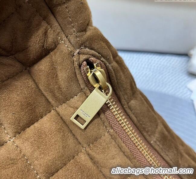 Grade Design Saint Laurent Icarino Hobo Bag in Quilted Suede 858160 Brown 2025