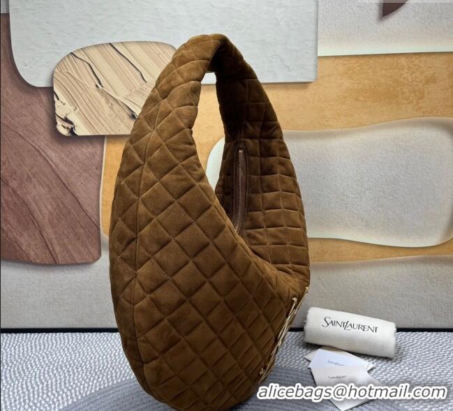 Grade Design Saint Laurent Icarino Hobo Bag in Quilted Suede 858160 Brown 2025