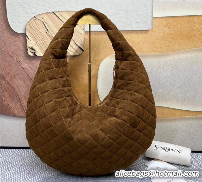 Grade Design Saint Laurent Icarino Hobo Bag in Quilted Suede 858160 Brown 2025