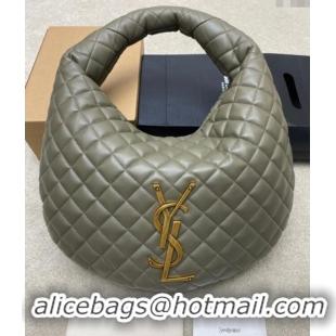 Unique Grade Saint Laurent Icarino Hobo Bag in Quilted Nappa Leather 858160 Dusty Green 2025
